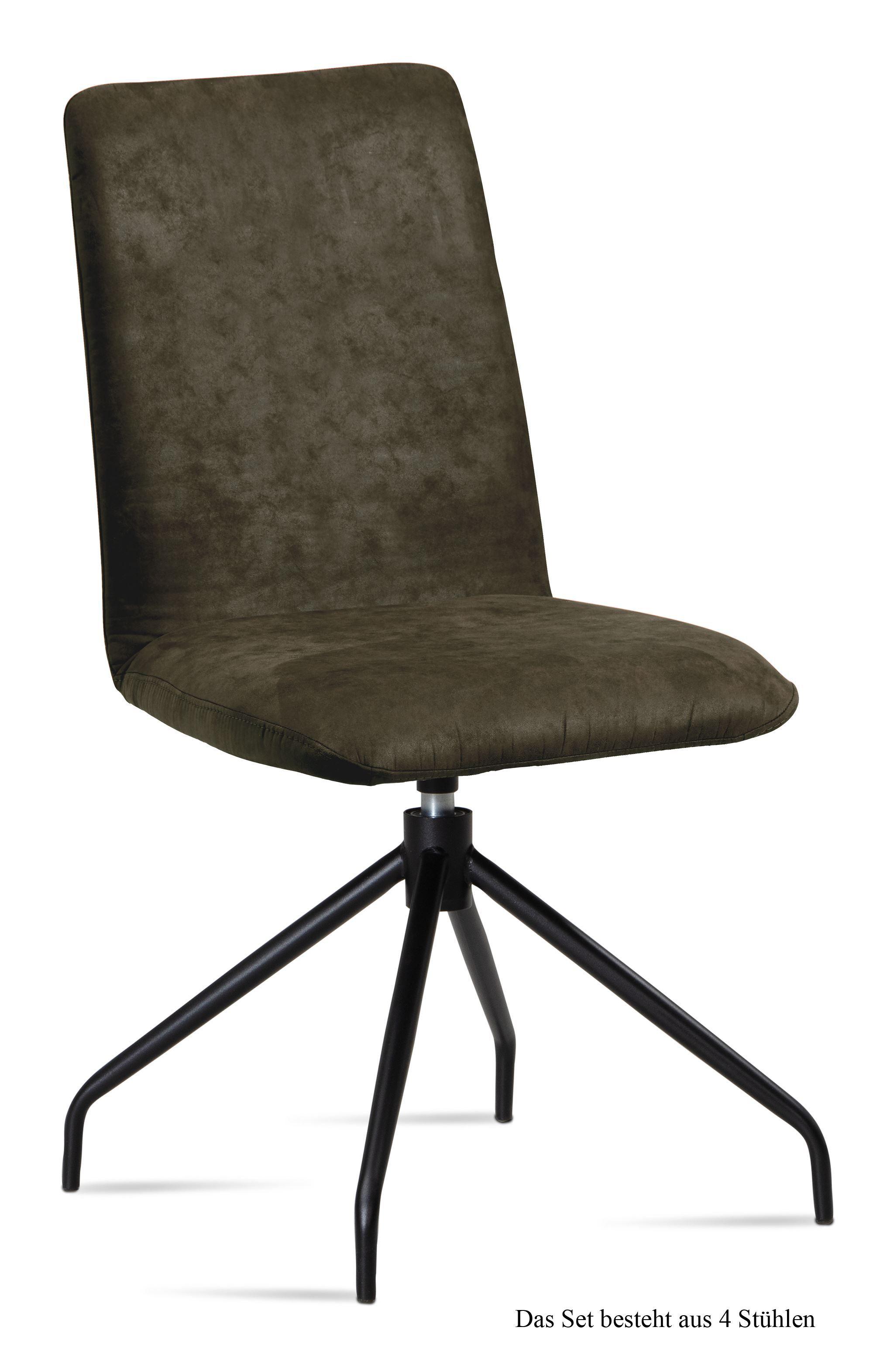 ESSZIMMERSTUHL drehbar (4er-Set) Divona 47x92x60 Schwarz/Khaki - Dunkelgrün/Schwarz, Kunststoff (60/92/47cm) - 58aufmkessel