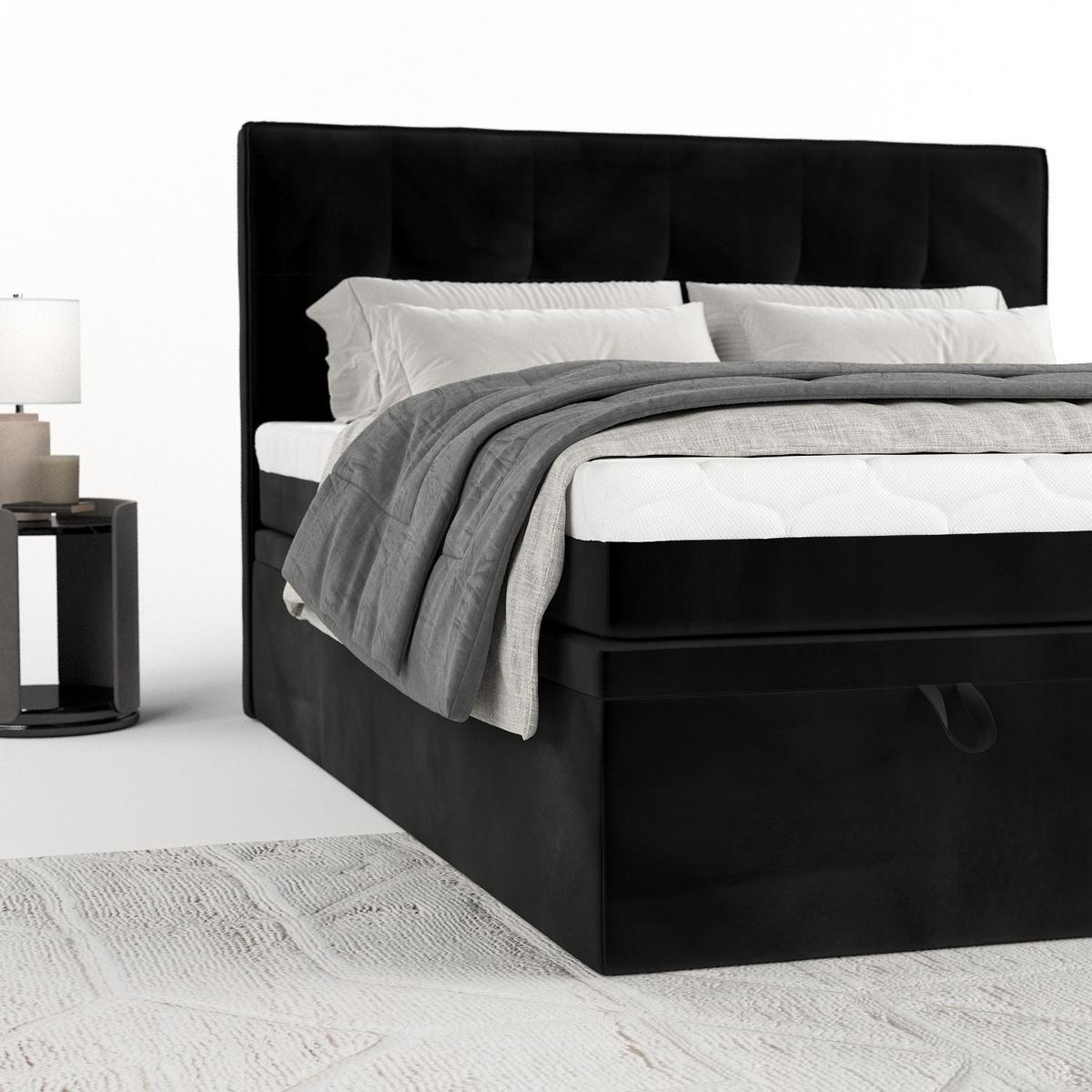 BOXBETT Arivo 160/200 cm Schwarz im Kronos Stoff - Schwarz, Holz/Holzwerkstoff (160/200cm) - AltaBeds