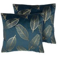 DEKOKISSEN 2er-Set Blaugrün 45/45 cm Freesia - Türkis, Textil (45/45cm) - Beliani