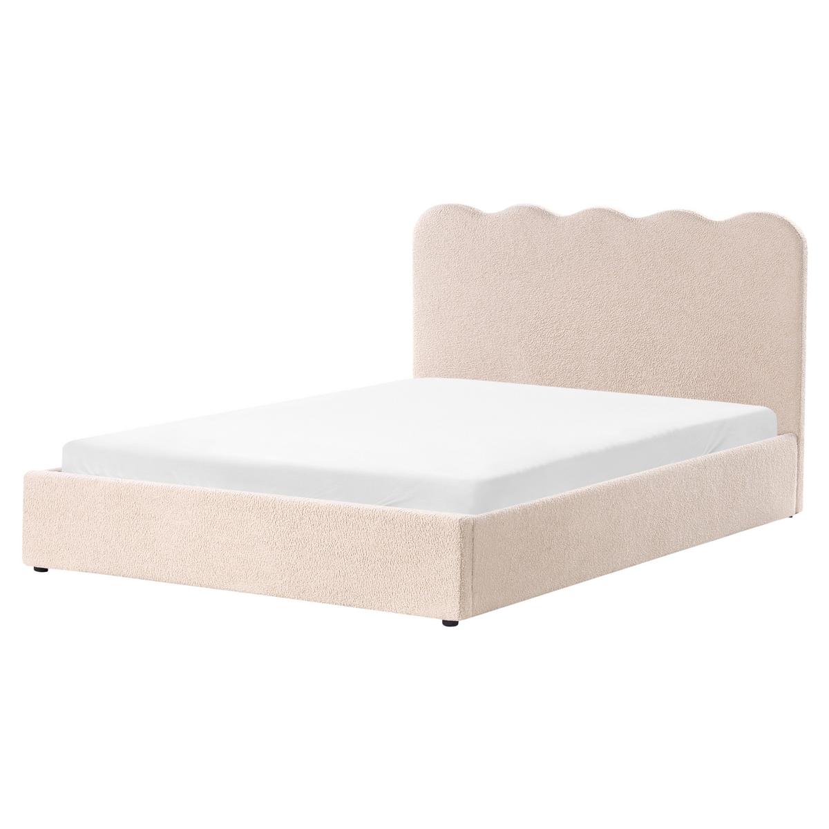 BETT mit Stauraum 160/200 Bouclé Beige Nanterre - Beige, Textil (160/200cm) - Beliani