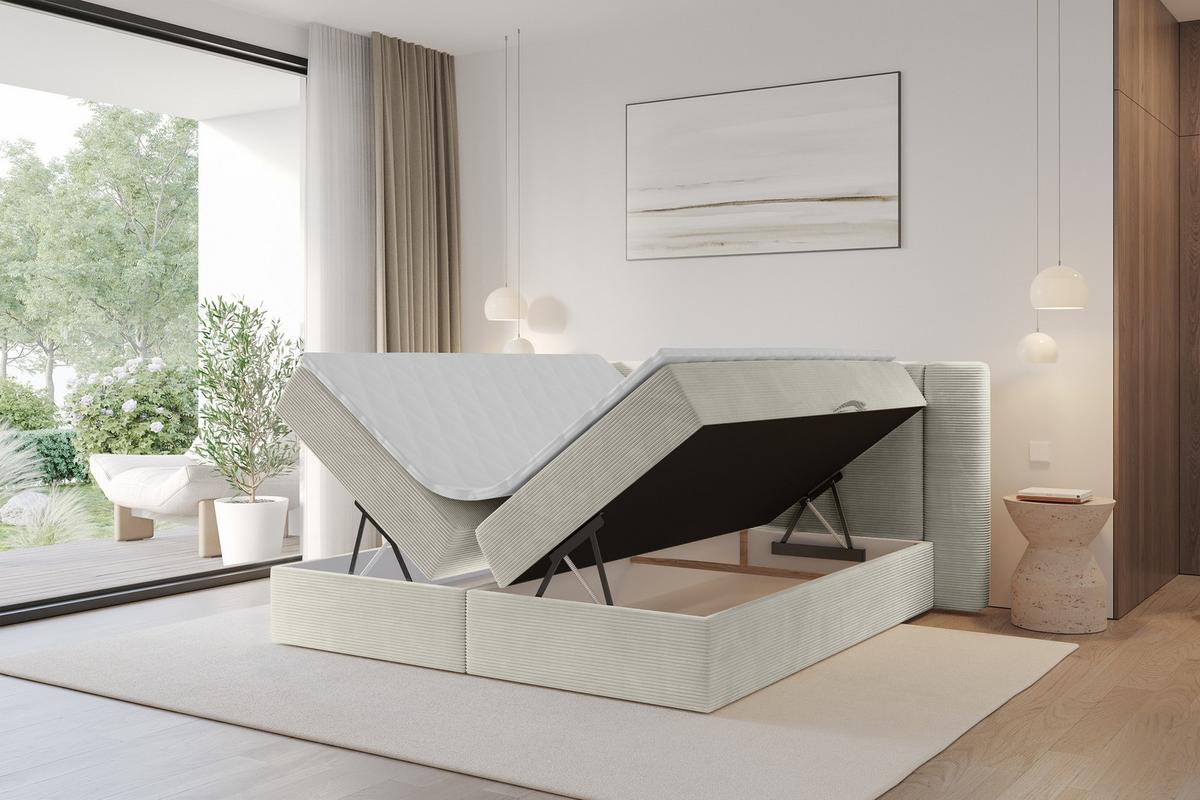 BOXBETT mit Matratze H3 - EVON - 180x200 cm Creme - Creme, Holzwerkstoff (180/200cm) - ALTDECOR