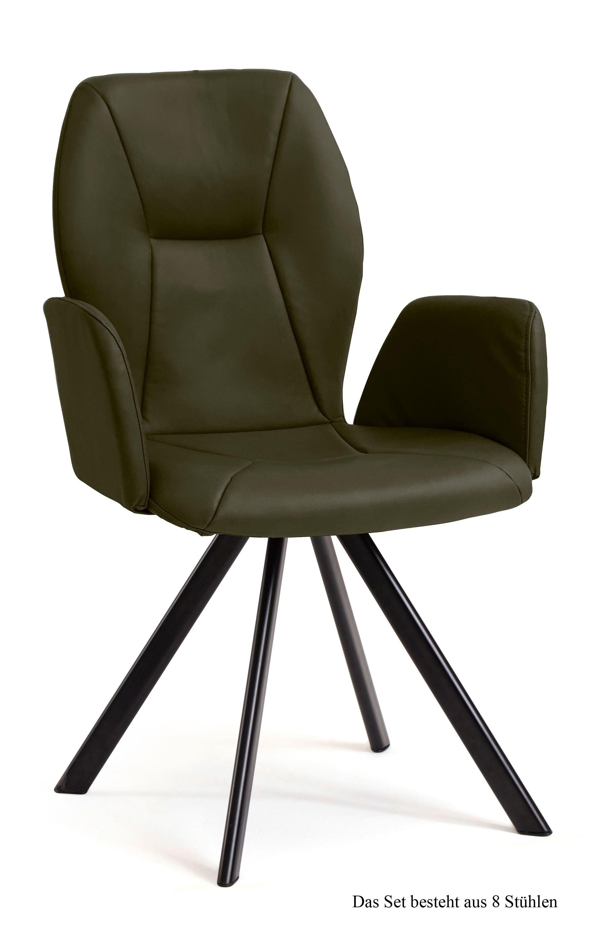 ARMLEHNSTUHL (8er-Set) Denna 58x92x60 Schwarz/Khaki - Dunkelgrün/Schwarz, Kunststoff (60/92/58cm) - 58aufmkessel