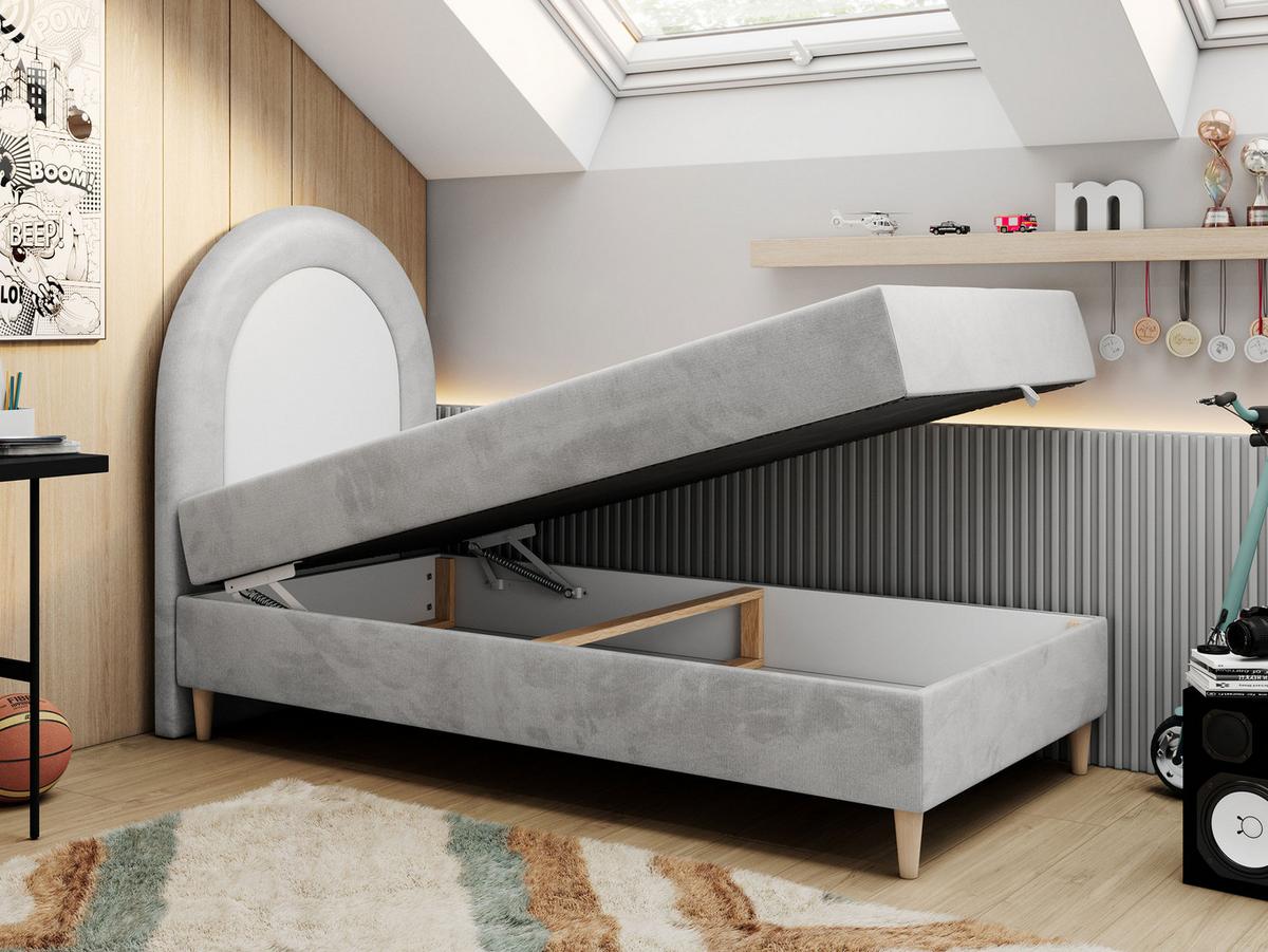 BOXBETT NEST 90/180 Hellgrau Velvet hydrophob - H3 - Hellgrau, Holz/Textil (90/180cm) - MKS
