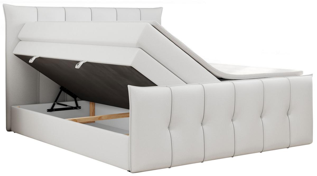 BOXSPRINGBETT PREMIUM 11 KING 120/200 Weiß Kunstleder - H4 - Weiß, Holz/Textil (120/200cm) - MKS