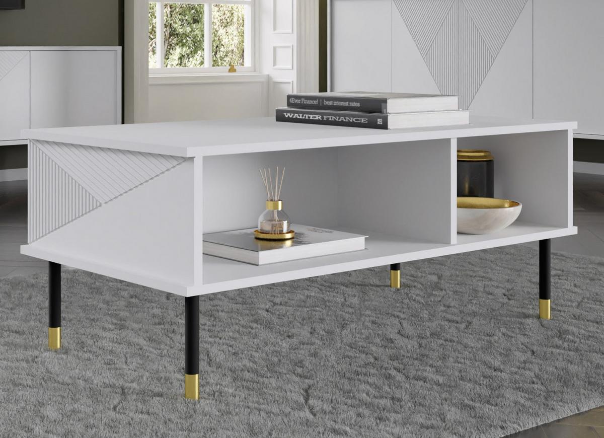 COUCHTISCH Weiß, Gold 110/45/55 - Weiß, Holzwerkstoff (55/110/45cm) - RAUMHIRSCH FURNITURE