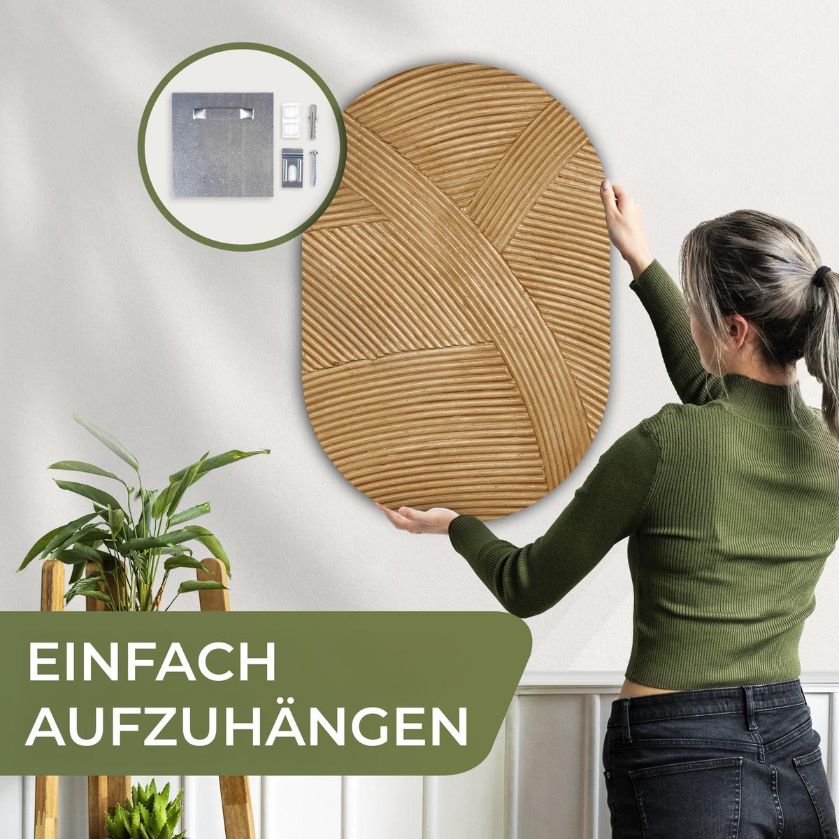 WANDBILD Struktur - Natur - Kunst - Rattan Wanddeko Schlafzimmer 60x90 cm - Naturfarben, Kunststoff (60/90cm) - MuchoWow