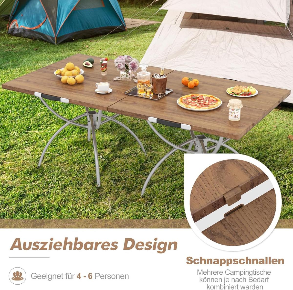 CAMPINGTISCH Natur(2er-Set) - Naturfarben, Metall - COSTWAY