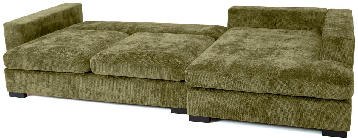 ECKSOFA Dahlia mit Schlaffunktion und Bettkasten in L-Form Rechts - Grün Chenille 285/92/155 cm - Schwarz/Grün, Kunststoff/Textil (155/285cm) - WFL GROUP