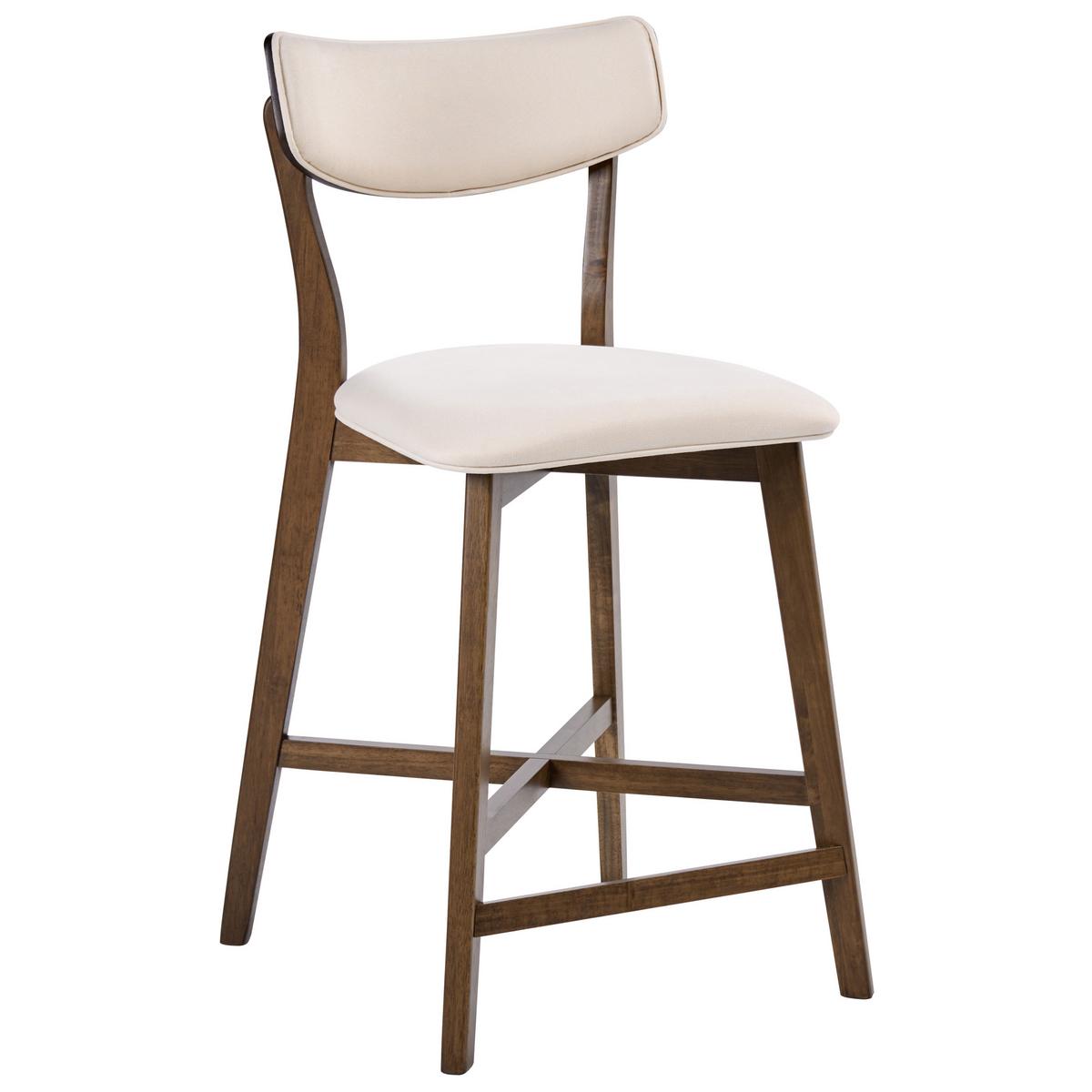 BARSTUHL 2er-Set Holz Cremeweiß/Braun Yuma - Weiß, Holz (50/93/54cm) - Beliani