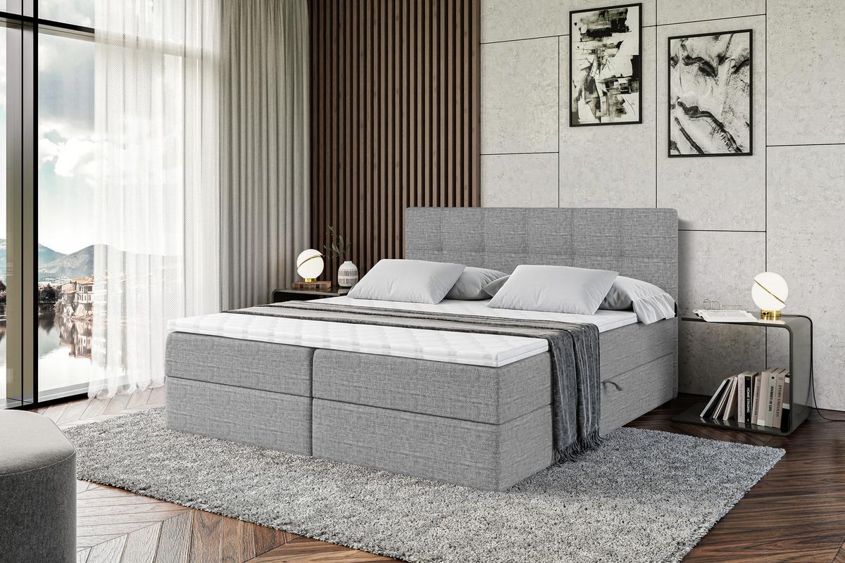 BOXBETT mit Matratze H4 und Lattenrost - MARCE - 140x200 - H4 - Grau - Grau, Holzwerkstoff (140/200cm) - ALTDECOR
