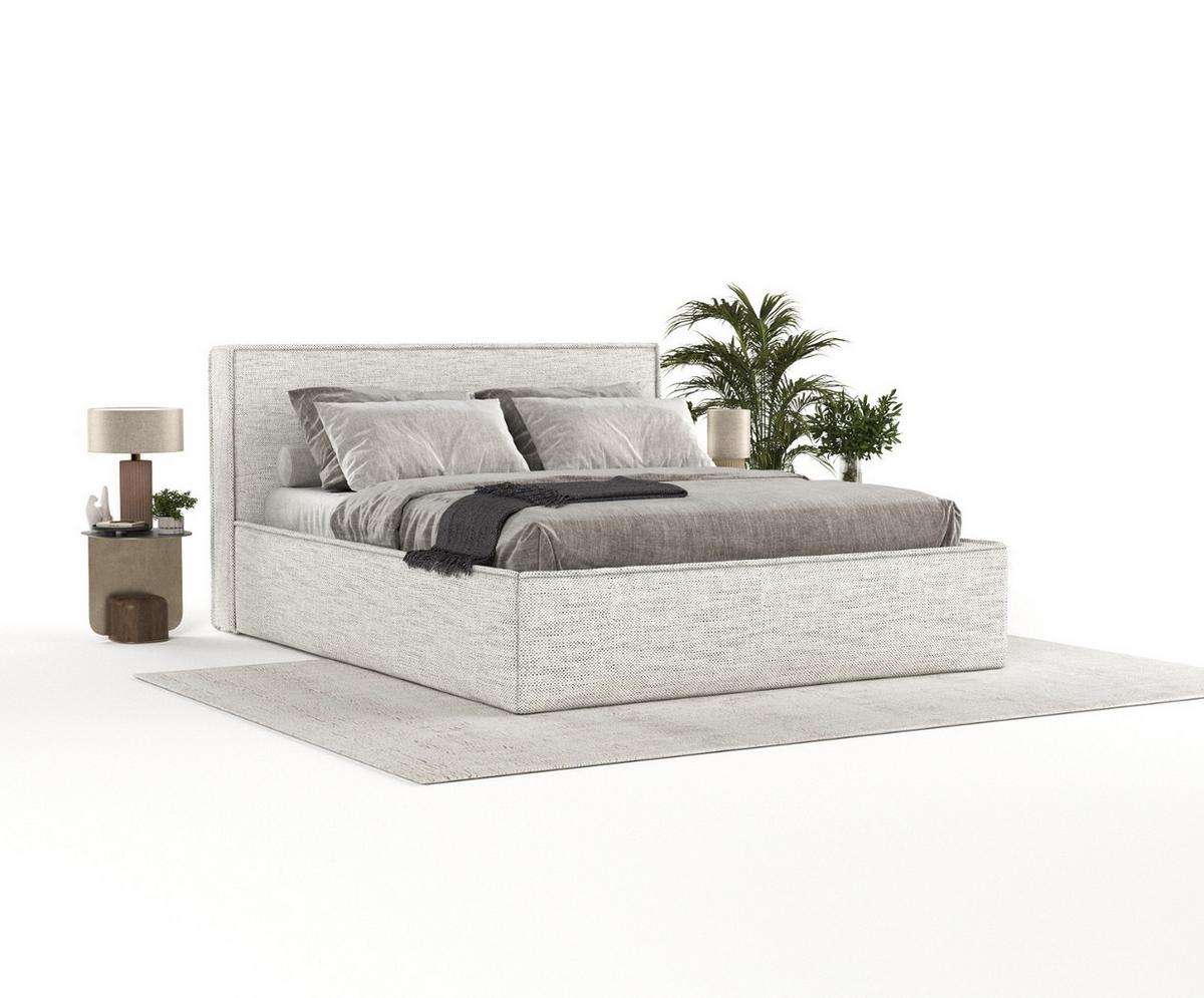 POLSTERBETT Sato mit Stauraum 120/200 cm Hellgrau im Modesto Stoff - Hellgrau/Schwarz, Holz/Holzwerkstoff (120/200cm) - AltaBeds