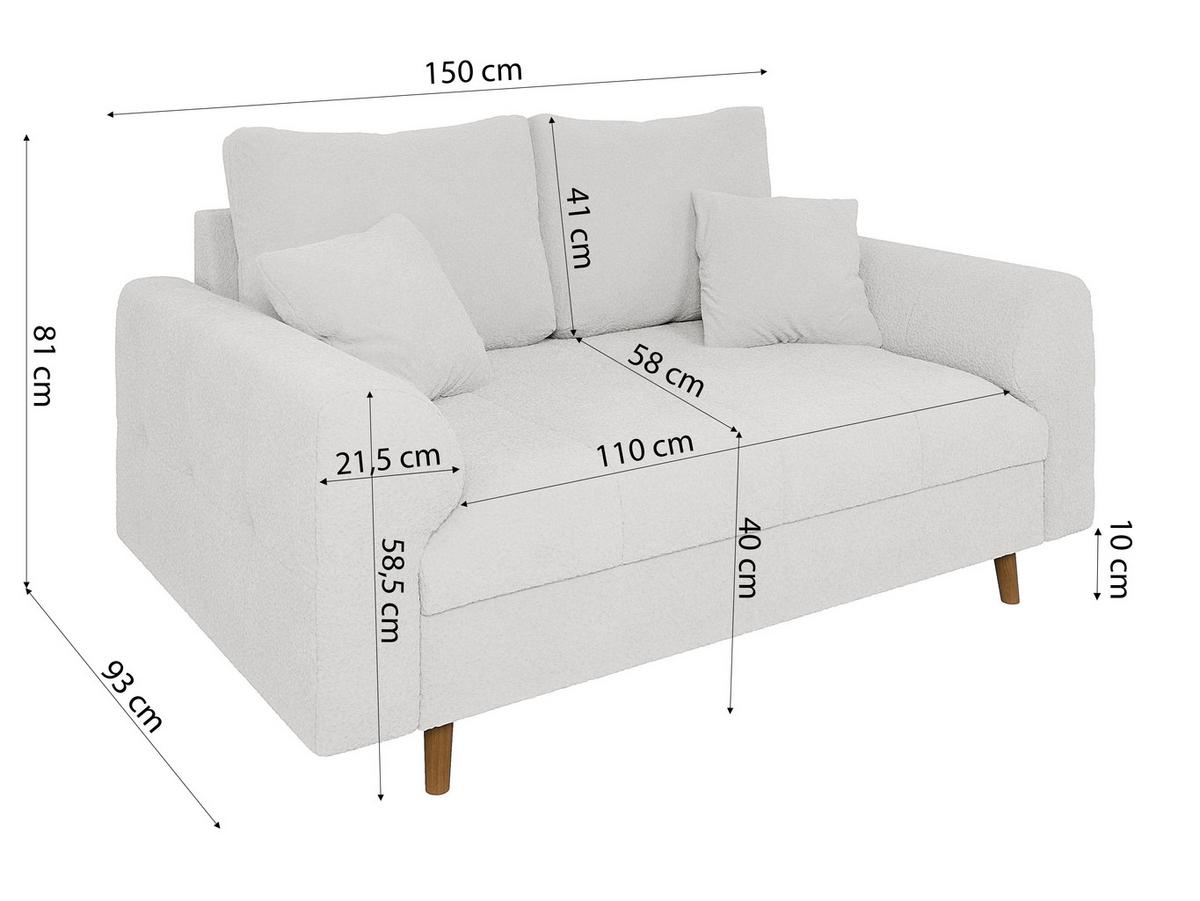 2-SITZER-SOFA Henrik Weiß Boucle - Weiß/Braun, Holz/Textil (150/81/93cm) - S-Style Möbel