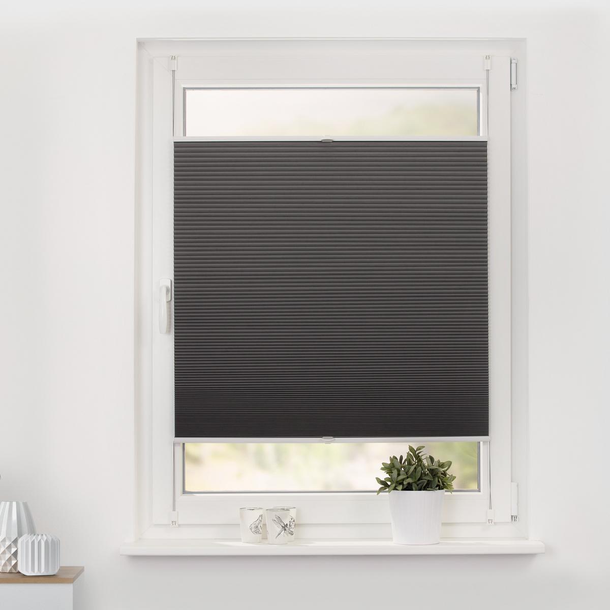 THERMO-PLISSEE KLEMMFIX OHNE BOHREN, VERDUNKELUNG, VERSPANNT Grau, 130 cm, 85, 130 - Grau, Kunststoff (85/130cm) - Lichtblick Original