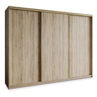 SCHWEBETÜRENSCHRANK NISSE 250/205/60 cm 3-türig mit Schubladen Sonoma Eiche - Goldfarben/Sonoma Eiche, Holzwerkstoff (250/205/60cm) - MASSENO