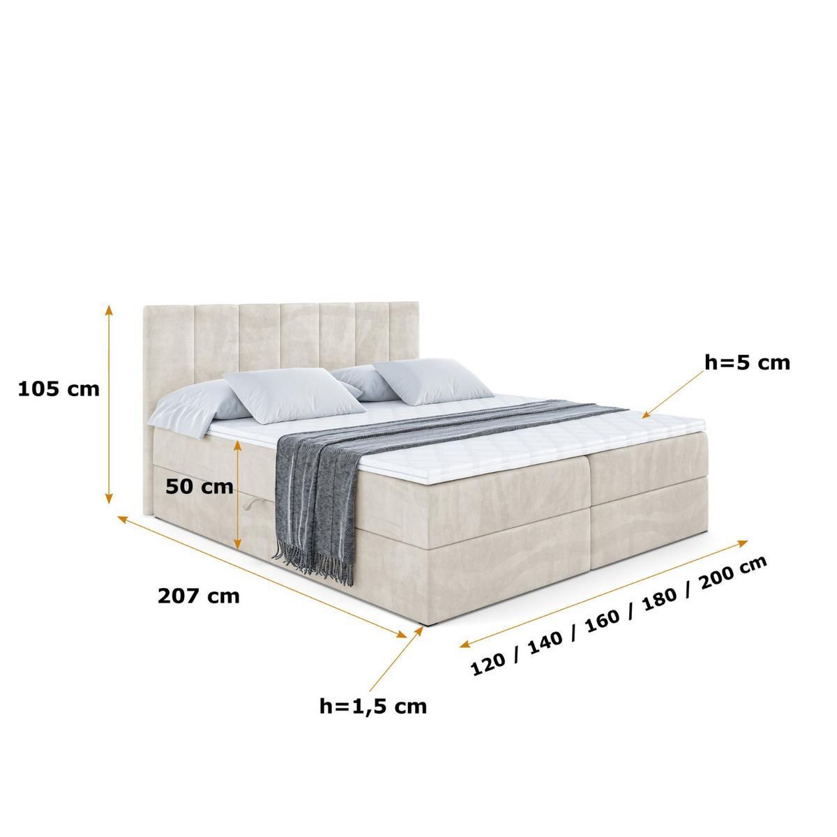 BOXBETT mit Matratze H3 und Lattenrost - MOETI - 180x200 cm Ecru - Ecru, Holzwerkstoff (180/200cm) - ALTDECOR