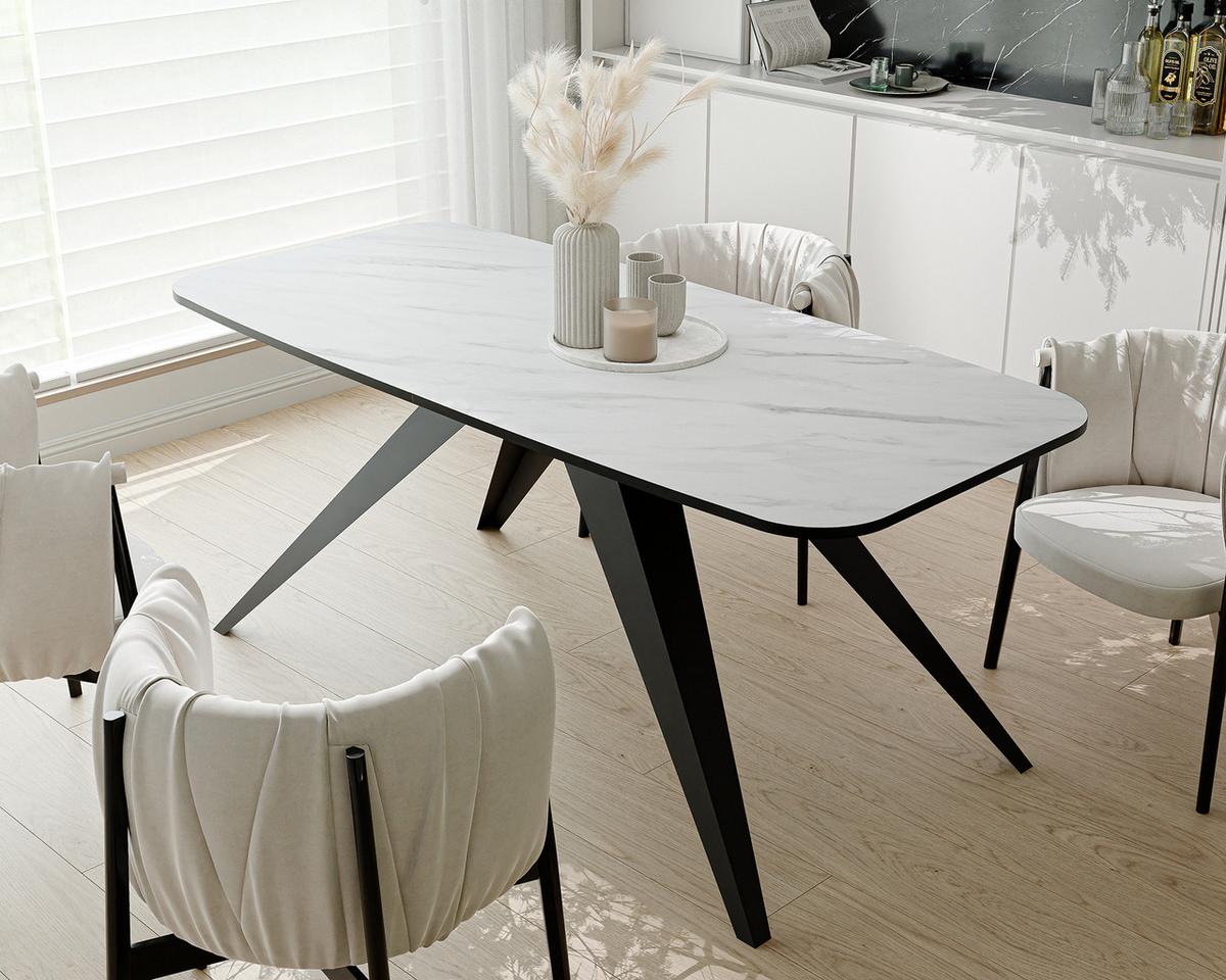 AUSZIEHTISCH FENTO 180/90/76 cm, Schwarz / Bianco (Weiß) - Perlmutt/Schwarz, Holzwerkstoff/Metall (90/180/76cm) - Idohome