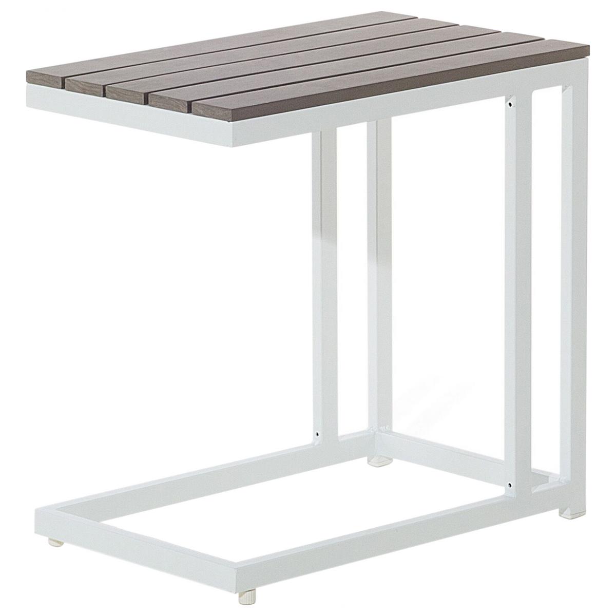 LOUNGE SET 5-Sitzer weiß Auflagen grün-grau Messina - Blaugrau/Weiß, Metall - Beliani