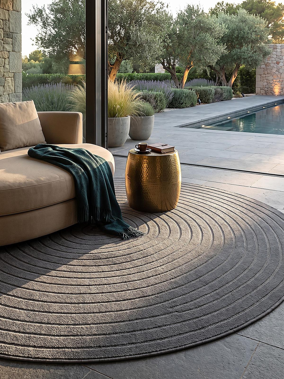 TEPPICH Outdoor Abstrakt MEZEN Polypropylen Anthrazit 160 x 160 cm - Anthrazit, Textil (160/160cm) - KADIMA DESIGN