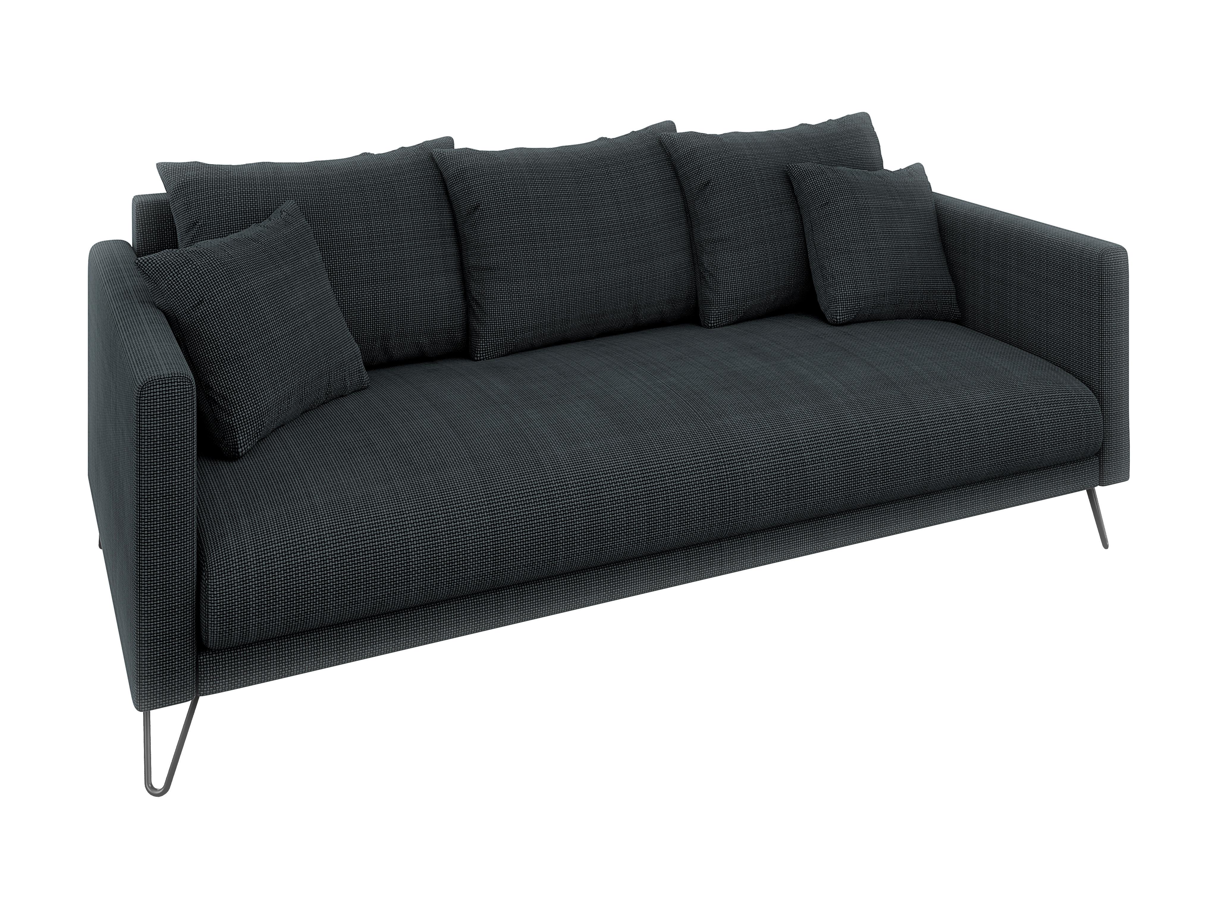 3-SITZER-SOFA Harmony Graphit Chenille - Graphitfarben/Schwarz, Textil/Metall (200/85/100cm) - S-Style Möbel