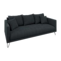 3-SITZER-SOFA Harmony Graphit Chenille - Graphitfarben/Schwarz, Textil/Metall (200/85/100cm) - S-Style Möbel