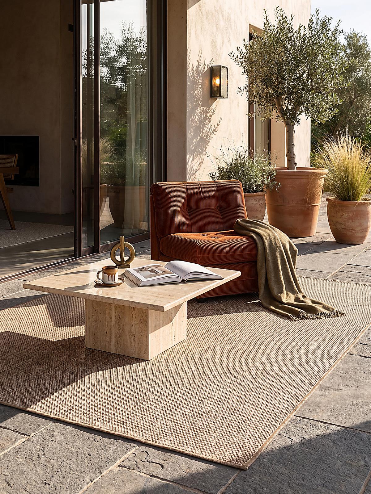 FLACHWEBTEPPICH Uni BORNO Polypropylen Natur 160 x 220 cm - Beige, Textil (160/220cm) - KADIMA DESIGN