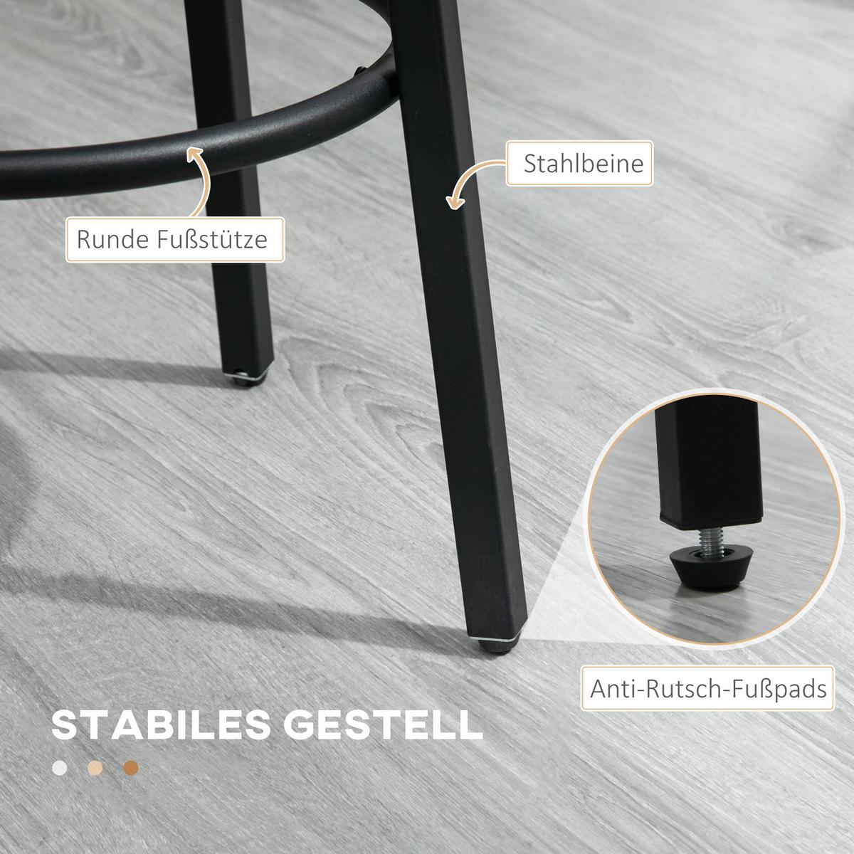 BARHOCKER Spanplatte Stahl Braun+Schwarz - Braun, Kunststoff (42/65/42cm) - HOMCOM