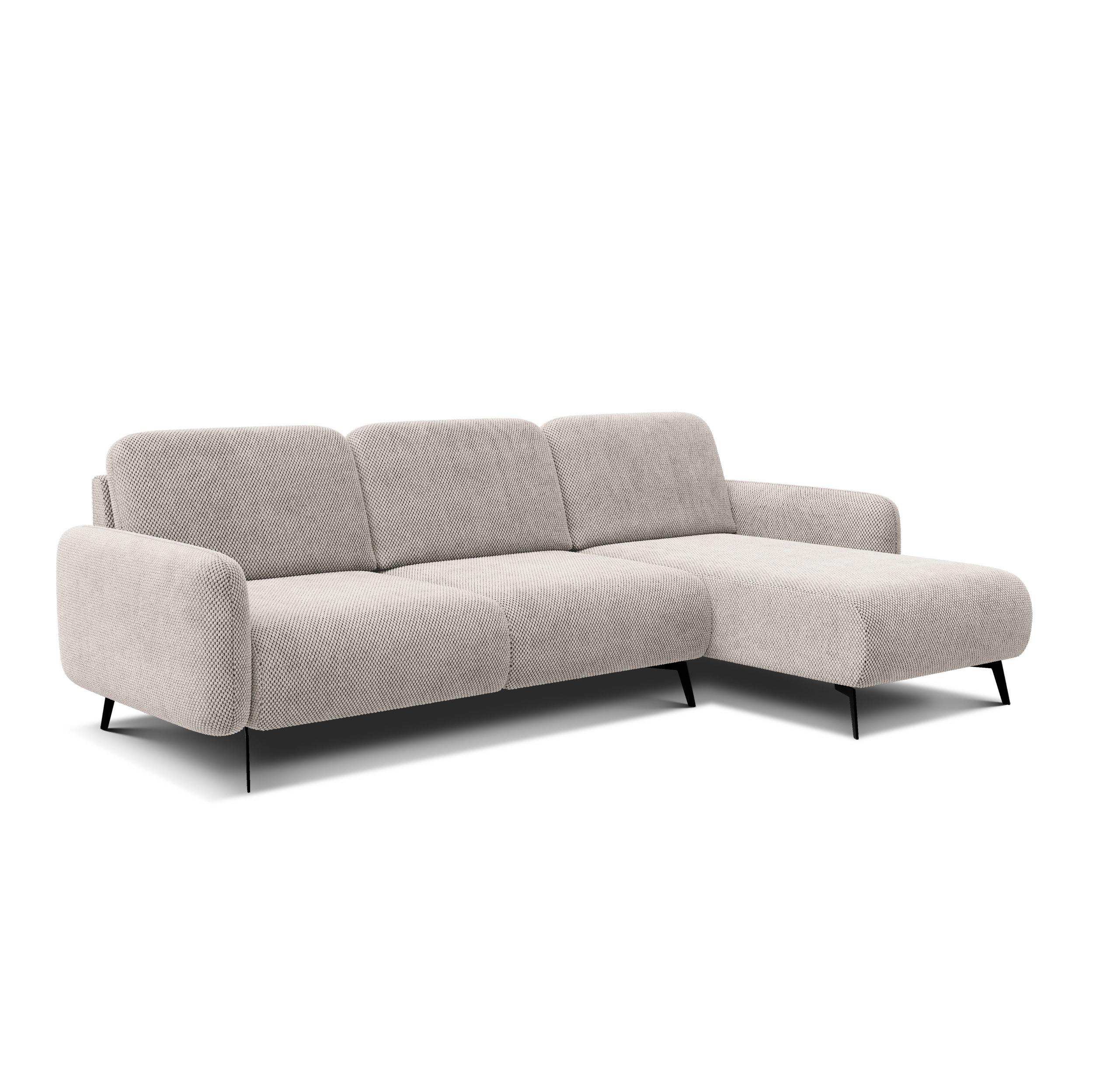 ECKSOFA FEBE 4-Sitzer rechts, beige - Beige/Schwarz, Holz/Textil (264/157cm) - Wozimo
