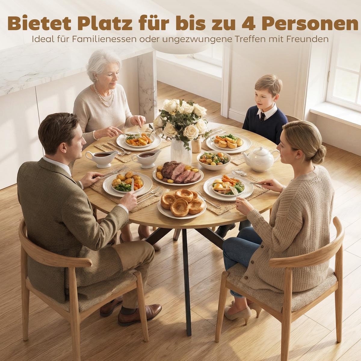 ESSTISCH Spanplatte Stahl Eiche - Eichefarben, Metall (100/100/75cm) - HOMCOM