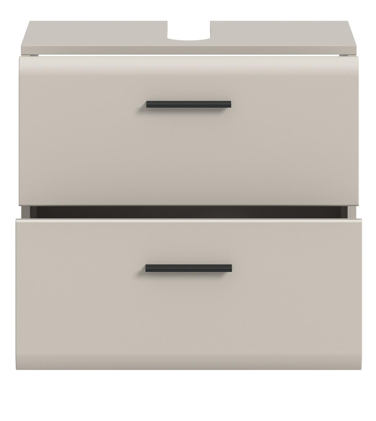 WASCHBECKENUNTERSCHRANK Kaschmir 60 cm, Badezimmer Unterschrank auf Rollen - Kaschmir/Schwarz, Holzwerkstoff/Kunststoff (60/59/30cm) - Inn.Furn