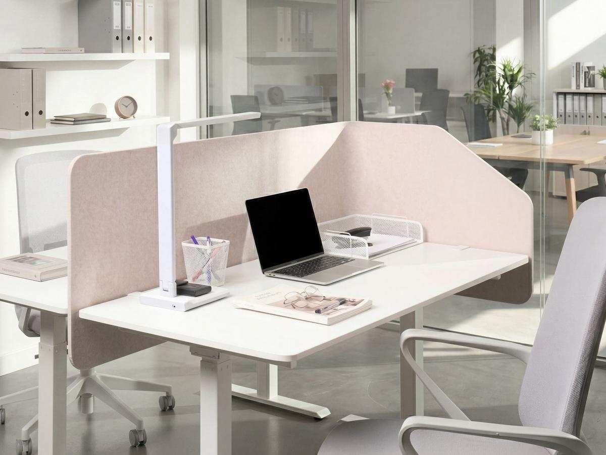 SCHREIBTISCHTRENNWAND 120/50 cm Beige Foldy - Beige, Kunststoff (120/50/1cm) - Beliani