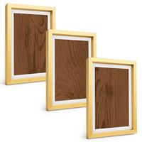 BILDER SET 3er Set - 20x30 cm Goldrahmen - Holzstruktur, Rinde, Minimalismus - Goldfarben, Kunststoff (20/30cm) - TULUP