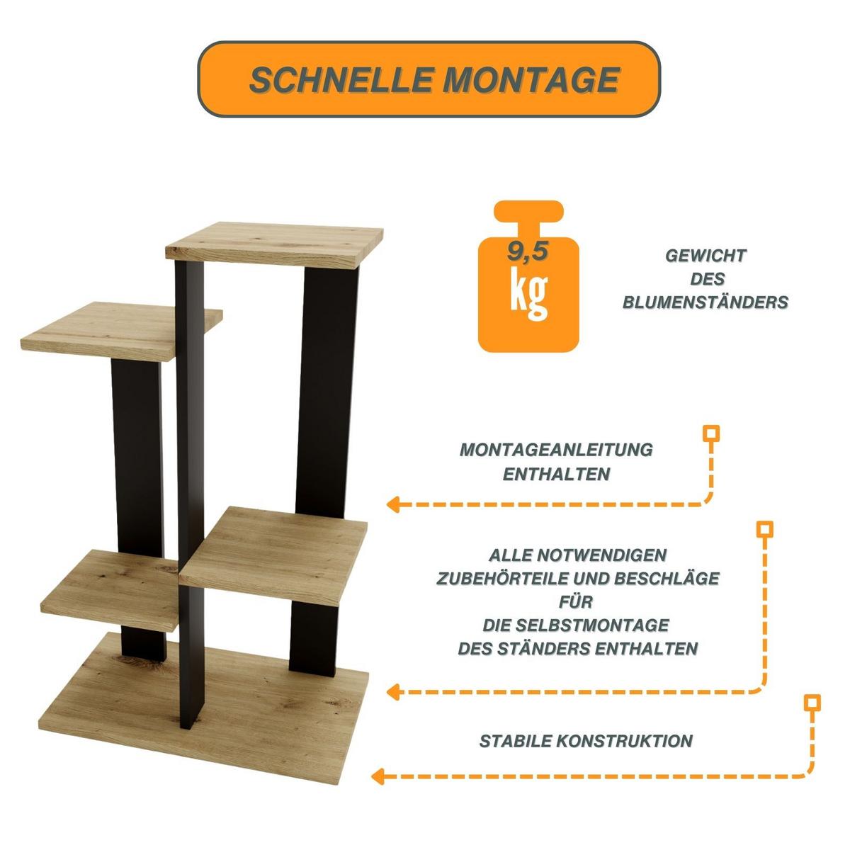 BLUMENSTÄNDER M4 - Eiche Artisan, Holzwerkstoff (32/82/52cm) - RAUMHIRSCH FURNITURE