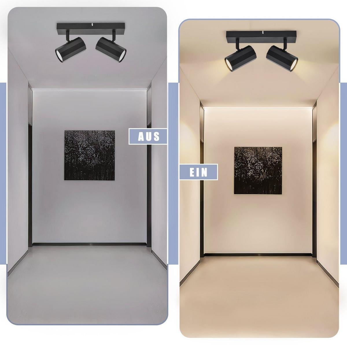 DECKENSTRAHLER Inga 2-flammig 26/11/3 cm - Schwarz, Metall (26/11/3cm) - Nettlife