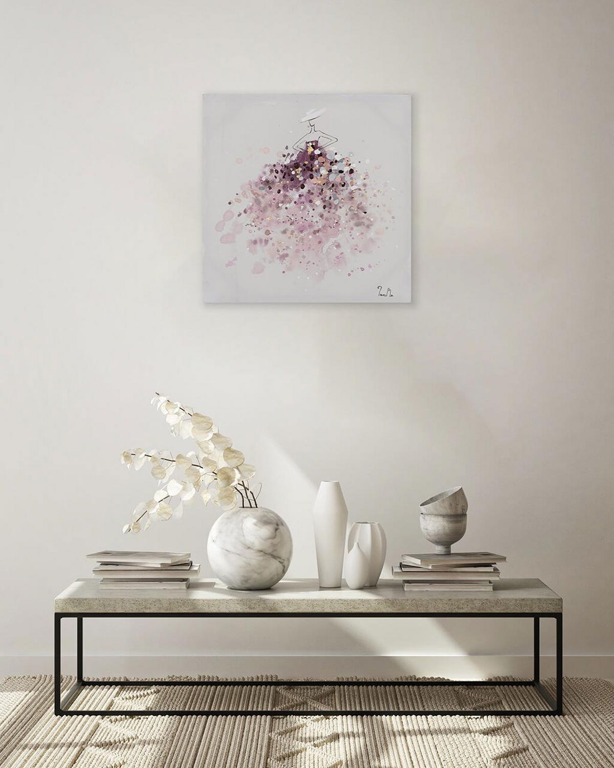 ACRYLBILD HANDGEMALT 60/60 cm - Pink, Holz/Textil (60/60cm) - KUNSTLOFT