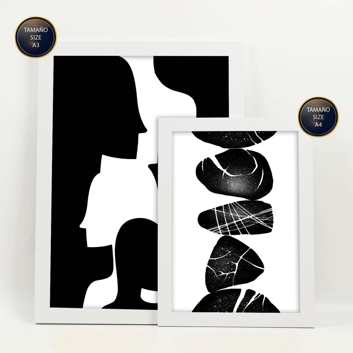 POSTER Set Mit 6 Atavistischer Kopf In Liebhaber Abstrakt Ästhetische Dekorative Gemälde Für Ihr Wohnzimmer Schlafzimmer Zuhause A3 & A4 Weißer Rahmen - Weiß, Papier (29/3cm) - Nacnic