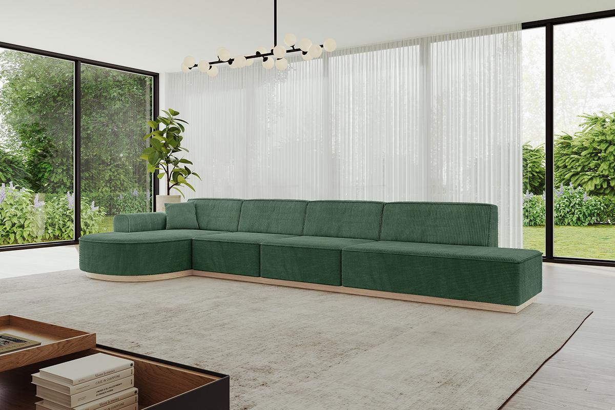 ECKSOFA Ottomane Links ARRIO-L3 - 413x171x83 cm Grün - Grün, Holzwerkstoff/Textil (413/171cm) - ALTDECOR