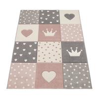 KINDERTEPPICH, mit Herz-Kronen-Patchwork, Rosa, 120 x 170 cm - Rosa, Textil (170/120cm) - KADIMA DESIGN