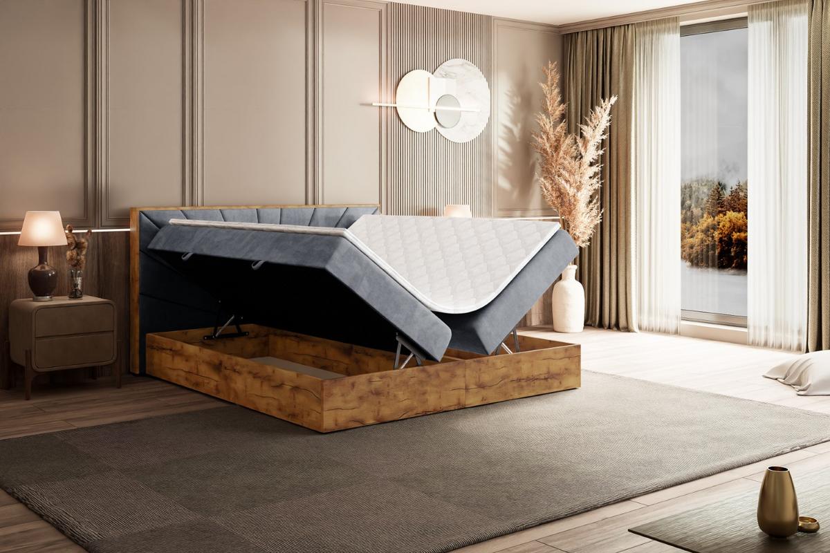 BOXBETT mit Matratze H4 und Lattenrost - LOLLI6 - 180x200 - Grau - Grau, Holzwerkstoff/Kunststoff (180/200cm) - ALTDECOR