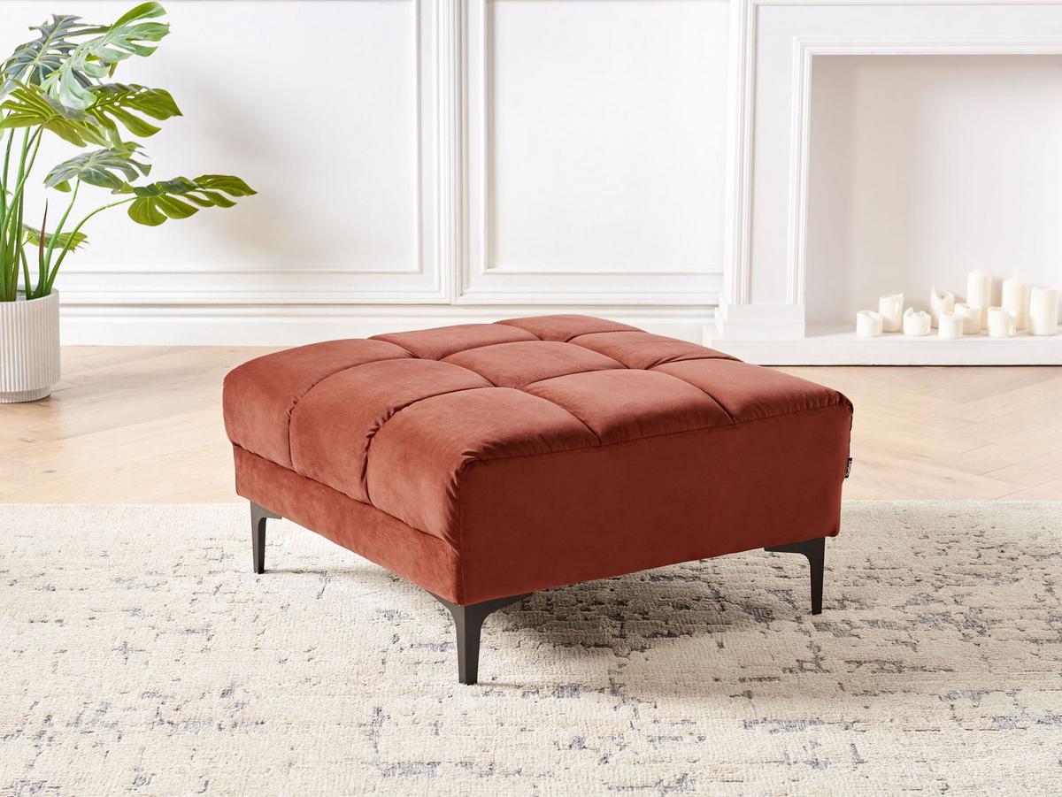 OTTOMANE Samtstoff Hellrot Alnes - Hellrot, Textil (88/41/80cm) - Beliani