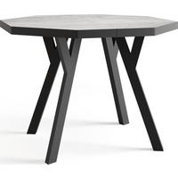 ESSTISCH Desmond achteckiger ausziehbarer, Grauer Beton 100-200/100/76 cm - Hellgrau/Schwarz, Holz/Holzwerkstoff (100/200/76cm) - WFL GROUP