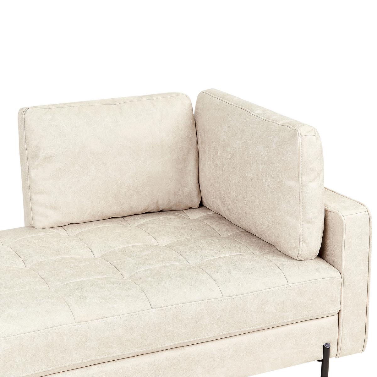 CHAISELONGUE-RECHTSSEITIGE Kunstleder Hellbeige Rebais - Beige/Schwarz, Kunststoff (172/85/85cm) - Beliani