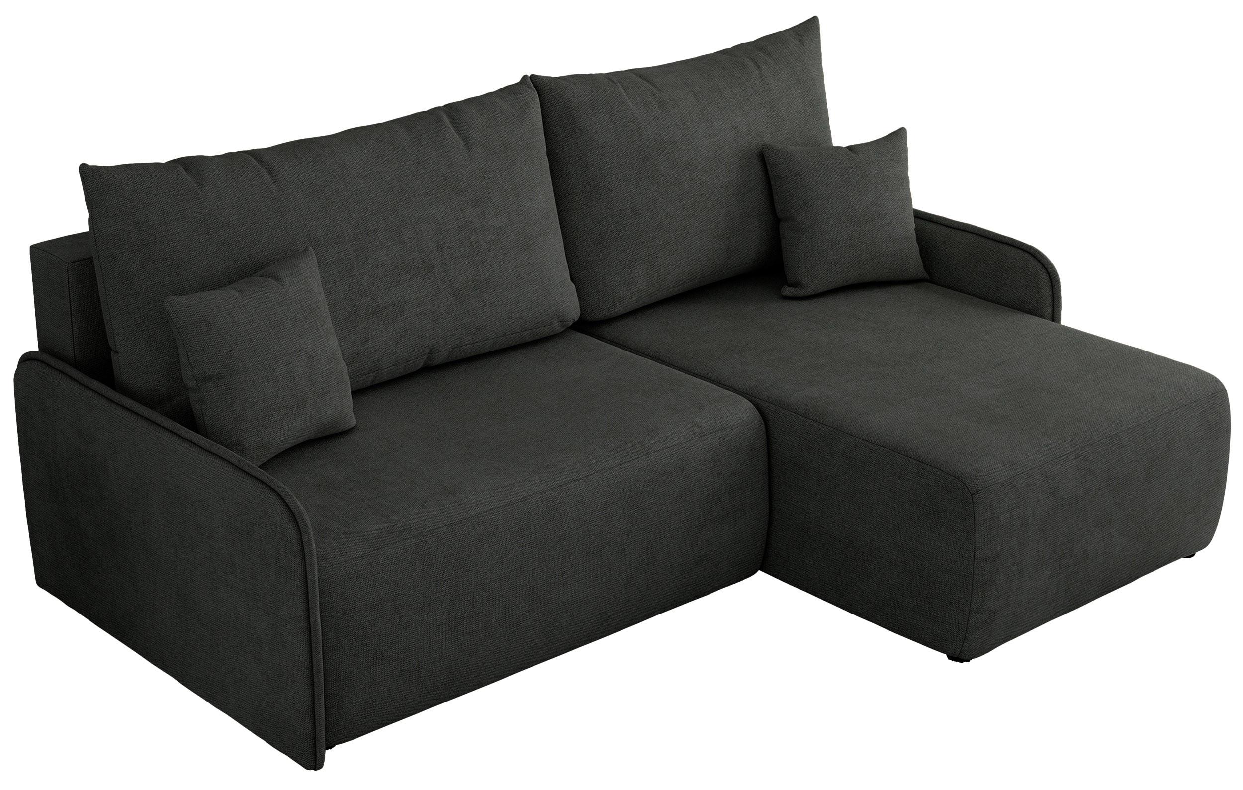 ECKSCHLAFSOFA ARPA L Dunkelgrau Struktur - rechts - Dunkelgrau/Schwarz, Kunststoff/Textil (150/198cm) - MKS