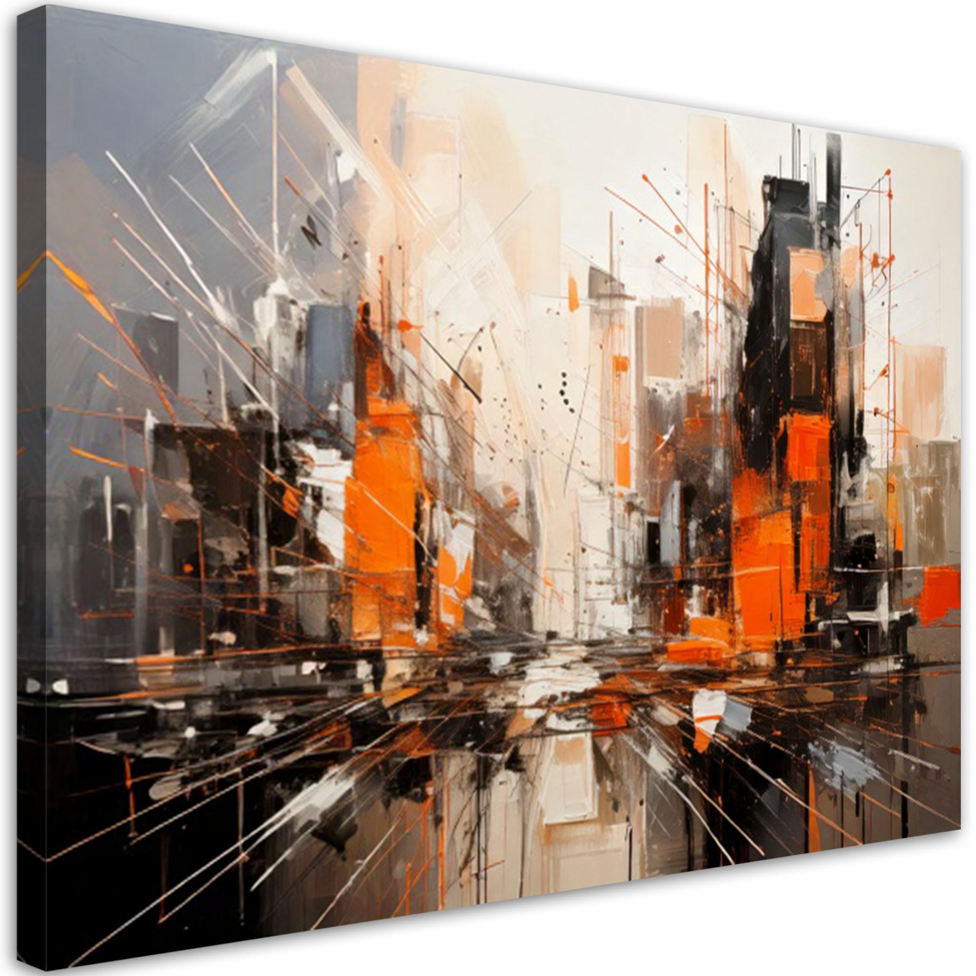 LEINWANDBILD Abstraktion 90x60cm - Orange, Textil (90/60cm) - Feeby