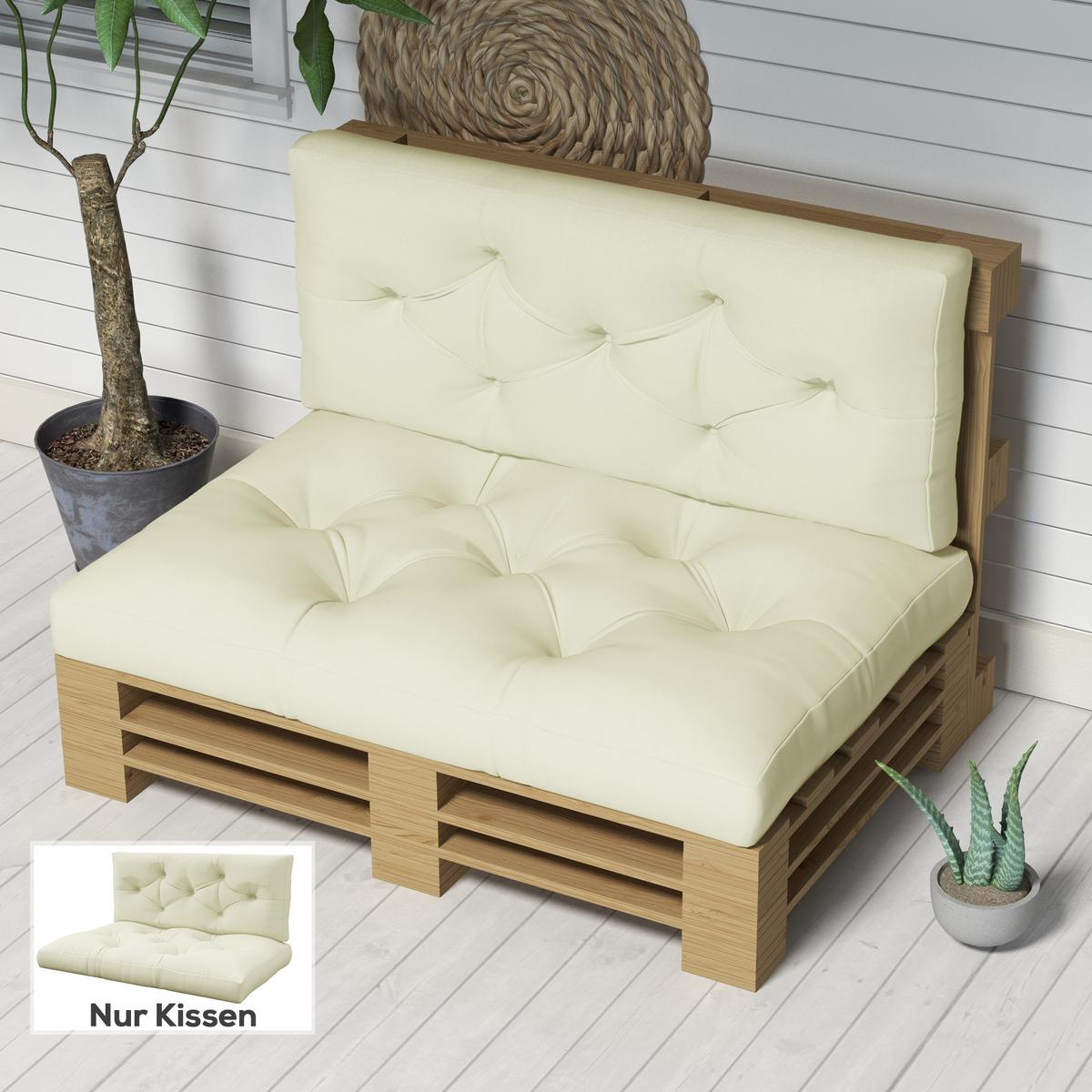 SITZKISSEN 2er Set Polyester Cremeweiß - Creme, Textil (80/12/120cm) - Outsunny