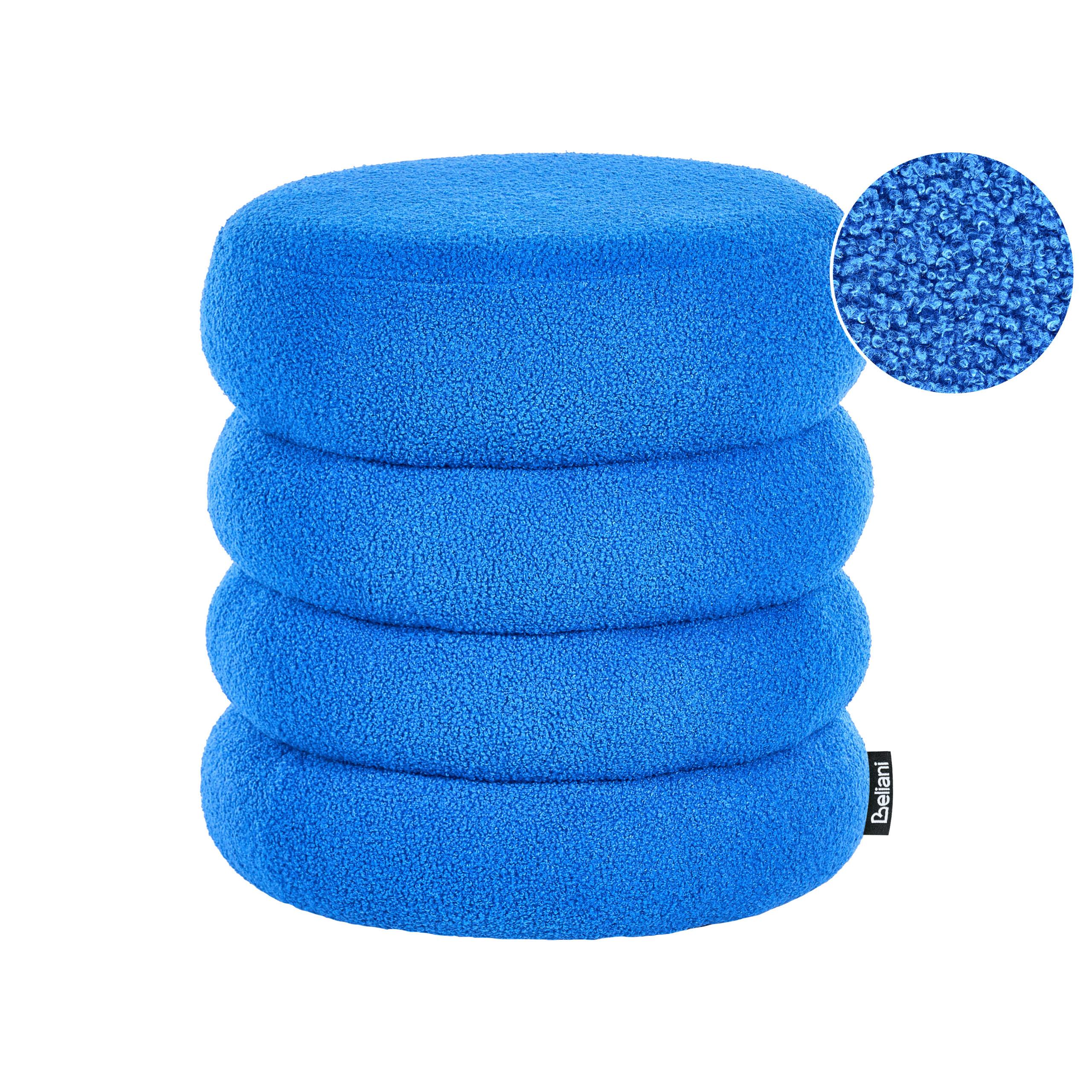 POUF Bouclé Blau Sumpter - Blau, Textil (43/47/43cm) - Beliani