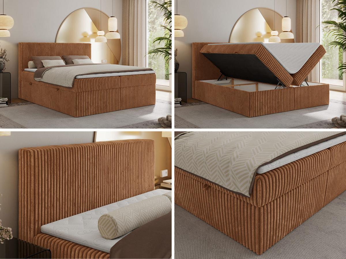 BOXBETT TILIANO 160/200 - Orange Cord - H4 - Orange, Textil (160/200cm) - MKS