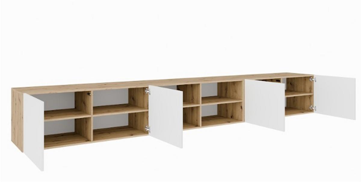 LOWBOARD MIVO 300/41/40 cm, Hängender TV-Schrank Eiche Artisan - Weiß/Eiche Artisan, Holzwerkstoff (300/41/40cm) - MASSENO