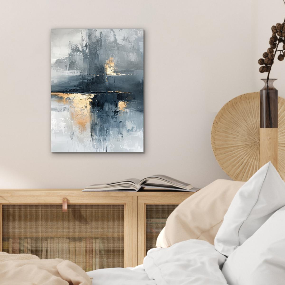 METALLBILD Kunst - Grau - Gold - Abstrakt 30x40 cm - Dunkelgrau, Metall (30/40cm) - MuchoWow
