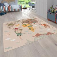 KINDERTEPPICH Waschbar, mit Dino-Motiv, Beige, 200 x 200 cm - Beige, Textil (200/200cm) - KADIMA DESIGN