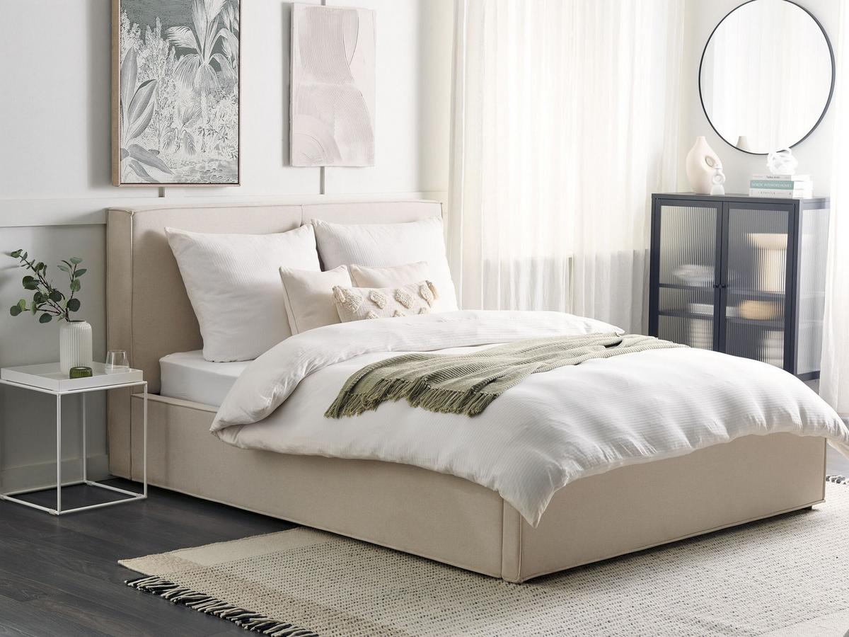 POLSTERBETT 160/200cm Beige Moissac - Beige, Holz/Textil (160/200cm) - Beliani